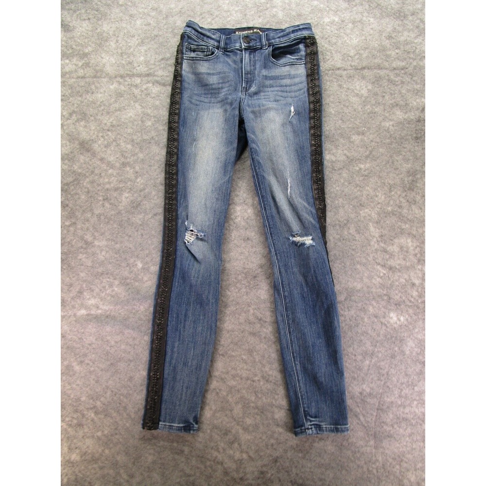 Express Jeans Womens‎ 4 Ankle Legging Stretch Denim High Rise braid outseam